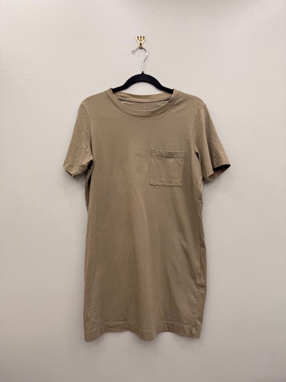 Everlane Weekend Tee Dress S Olive Green 100% Organic Cotton Pocket Mini